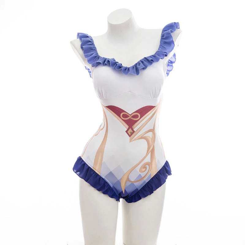 Game Genshin Impact Ganyu Swimsuit Cosplay Costumes Sporty Racerback Swimsuit