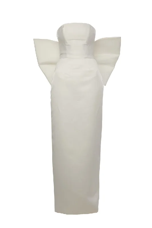 GIGI WHITE MAXI DRESS WITH BIG BOW Elegant Wraparound Maxi Dress