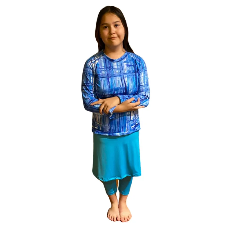 Girl Modest Swimwear with leggings Size S-XXL (Turquoise) Stylish Swimsuit Set
