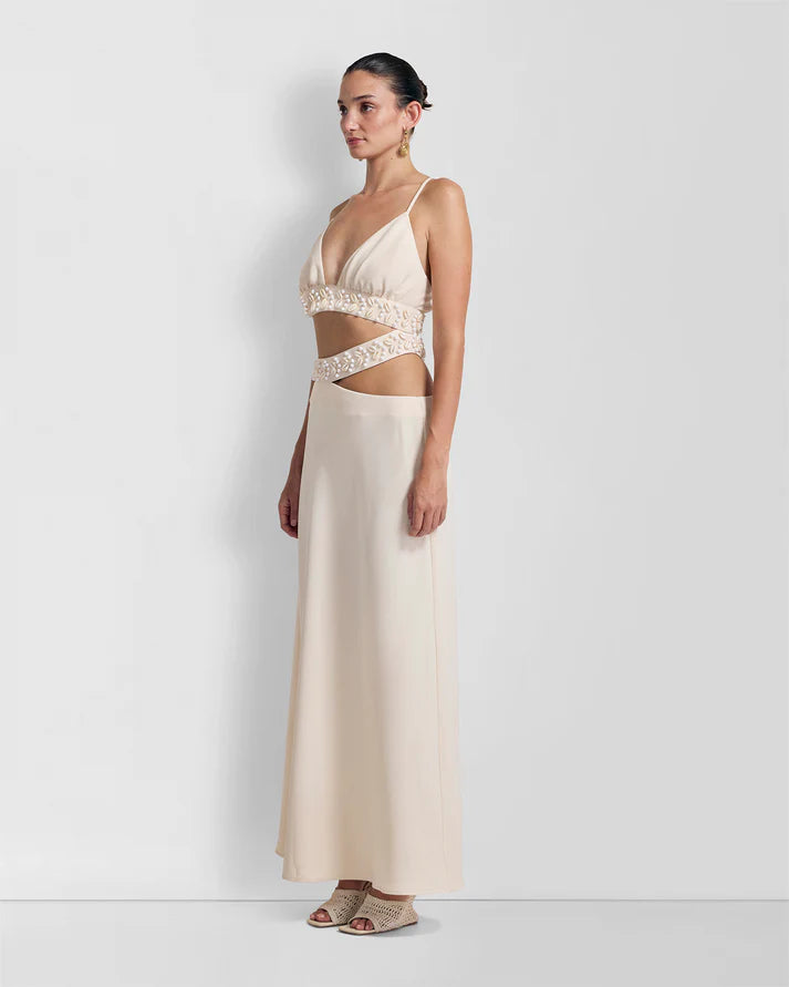 La Playa Maxi Dress - Ivory Comfortable Fitted Maxi Dress