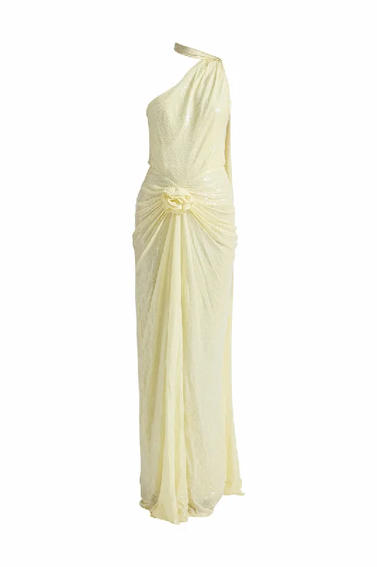 LIDIA LIME YELLOW MAXI DRESS Classic V-Neck Maxi Dress