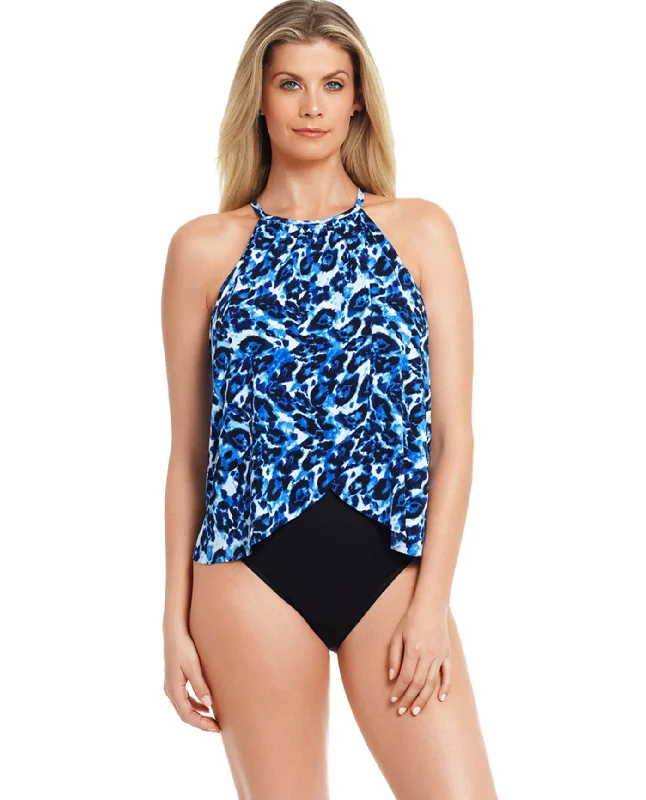 Magicsuit Blue Tide Aubrey High Neck One Piece Swimsuit Chic Bikini Set