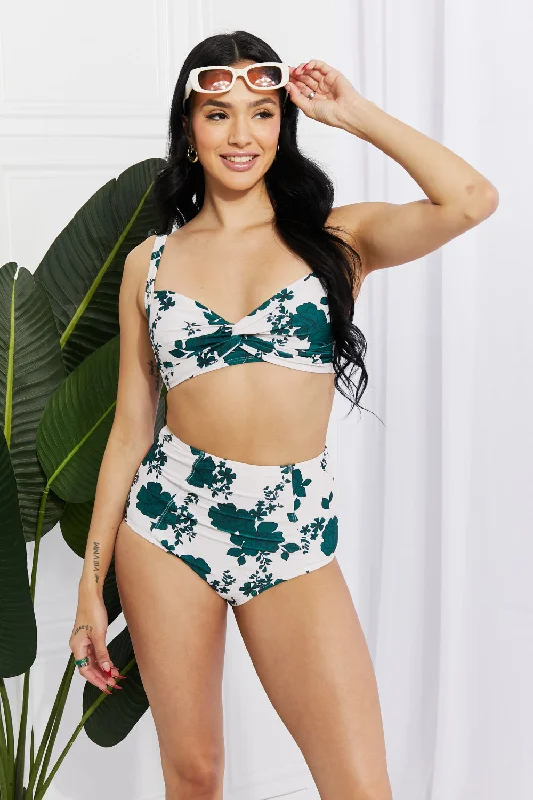 Marina West Swim Take A Dip Twist High-Rise Bikini in Forest Beach Ready Swimsuit