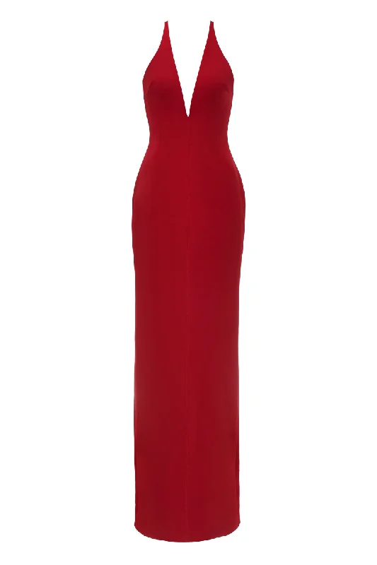 MELTING MAXI DRESS IN RED Comfortable Maxi Dress with Sleeves