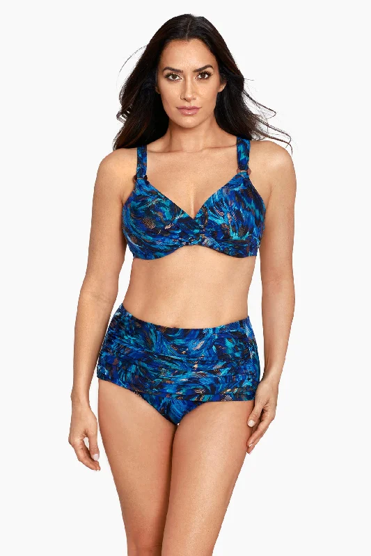 Fandango Plunge Swim Bra Top Shiny One-Piece Swimsuit