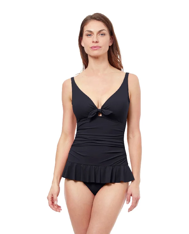 Profile By Gottex Dandy Tie Front V-Neck Swimdress Deep-V Swimsuit Design