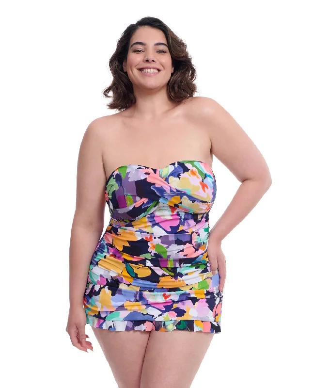 Profile By Gottex Holi Plus Size Underwire Bandeau Swimdress High-Cut One-Piece