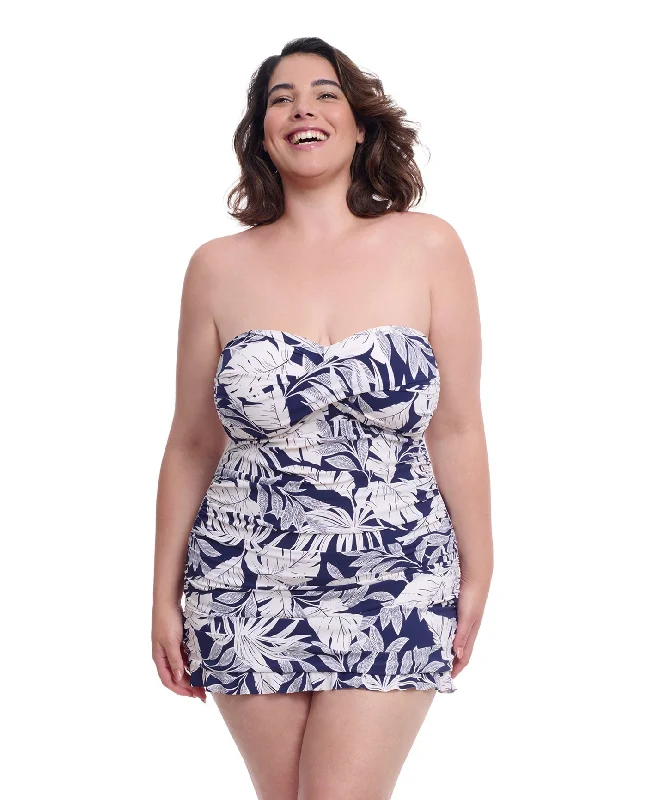 Profile By Gottex Malaya Plus Size Underwire Bandeau Swimdress Sleek Racerback Swimsuit