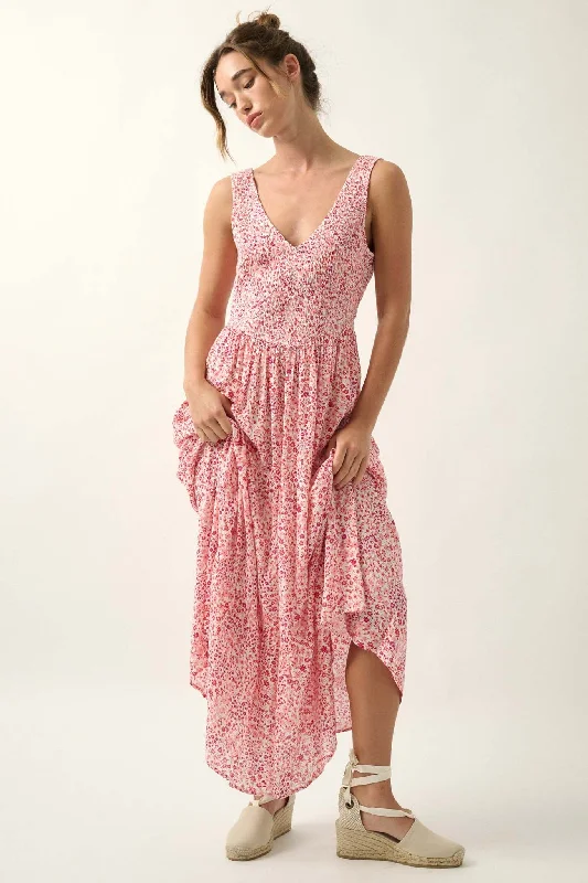 Pure Bliss Smocked Floral Open-Back Maxi Dress Classic Tulle Maxi Dress