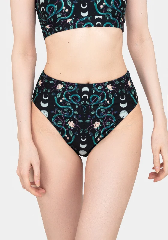 Pythia Snake Print High Waist Swim Bottoms Sleek Full Coverage