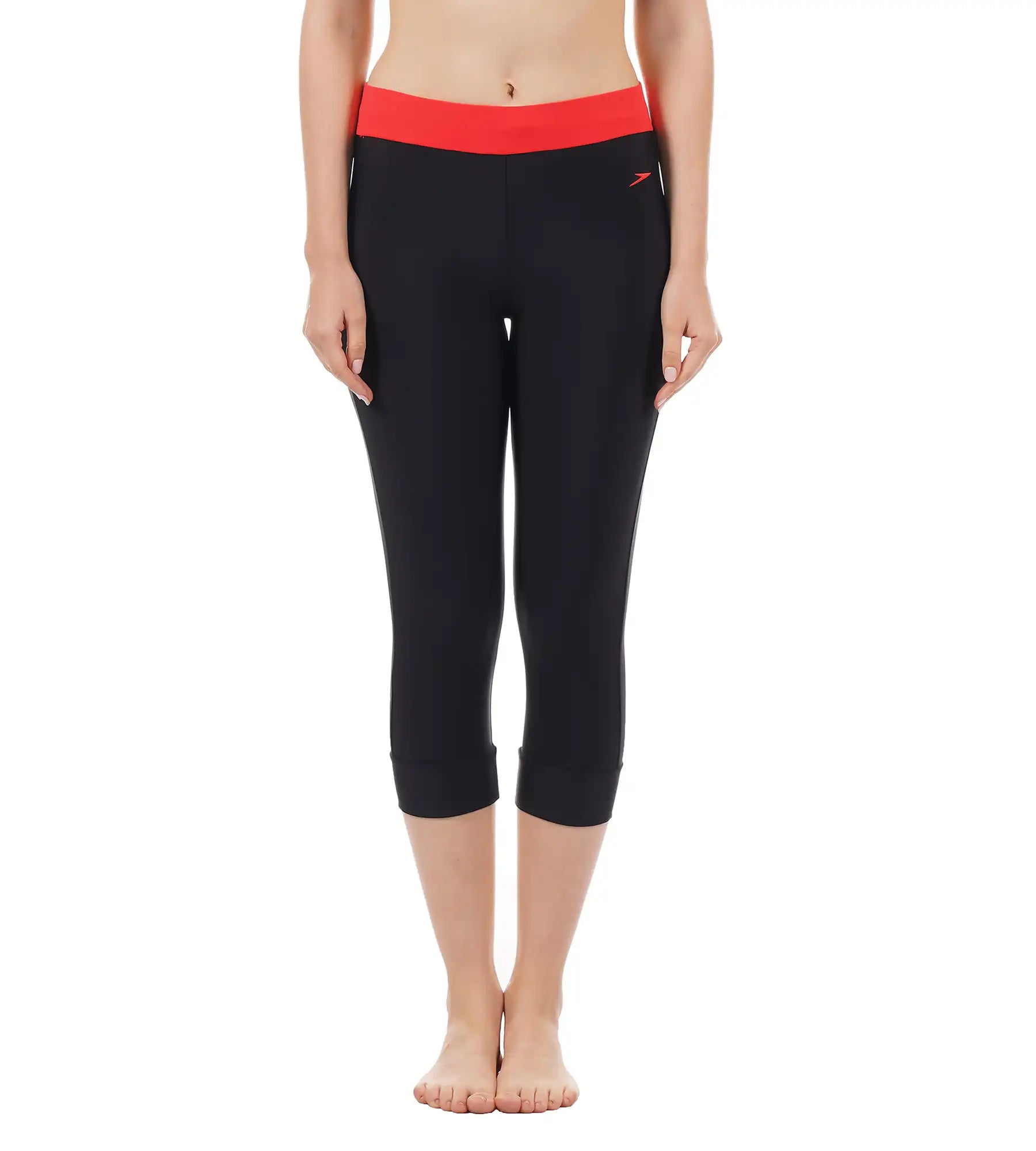 Women's Endurance 10 Contrast Swim Capri - Black & Lava Red Sporty Racerback Swimsuit Women's Endurance 10 Contrast Swim Capri - Black & Lava Red Sporty Racerback Swimsuit