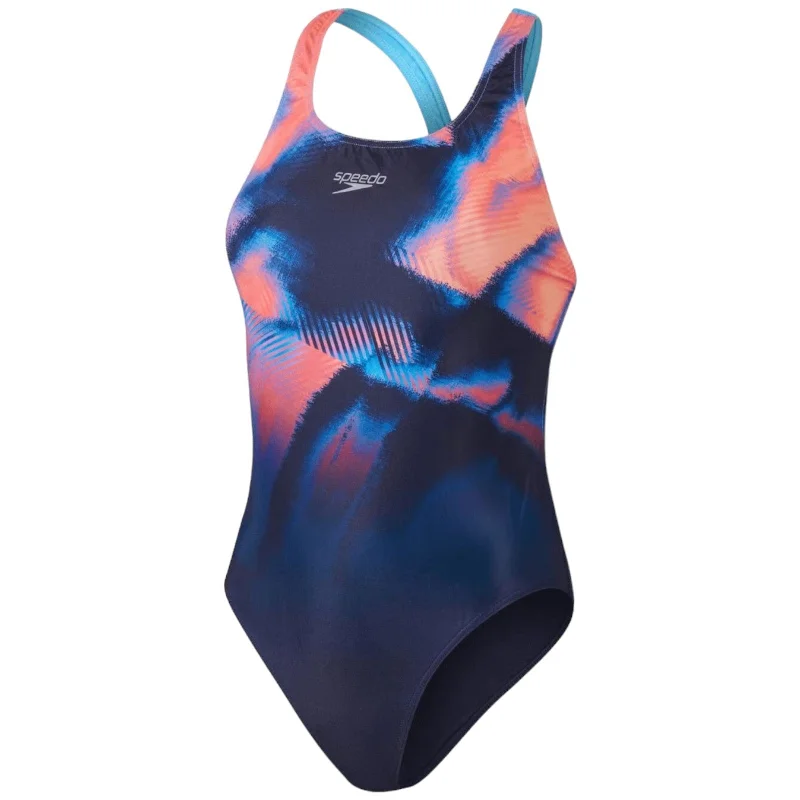 Speedo Placement Digital Powerback Womens Swimsuit Bold Color Swimsuit