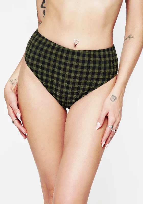 Terra Gingham High Waist Swim Bottoms Bold Color Swimsuit