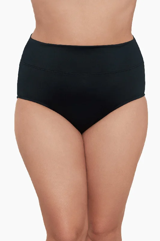 Plus Size Yoke Top Brief Swim Bottom High-Waisted Swim Bottoms