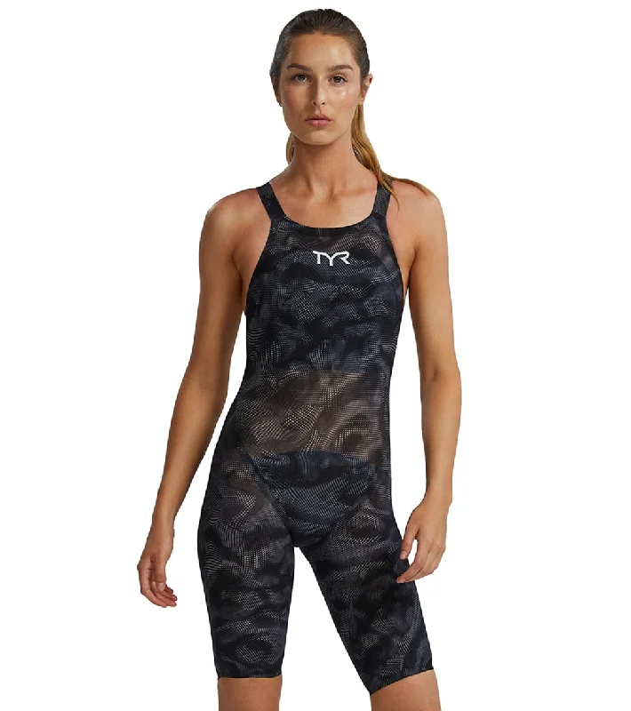 TYR Women's Avictor 2.0 Exolon Open Back Flex Hip Tech Suit Swimsuit Titanium Bold Color Swimsuit