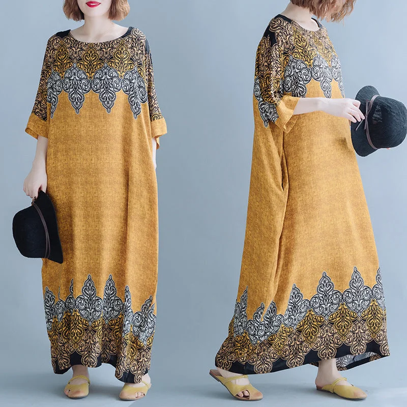 Vintage Cozy Plus Sizes Long Maxi Dresses Fashionable Open-Back Maxi Dress