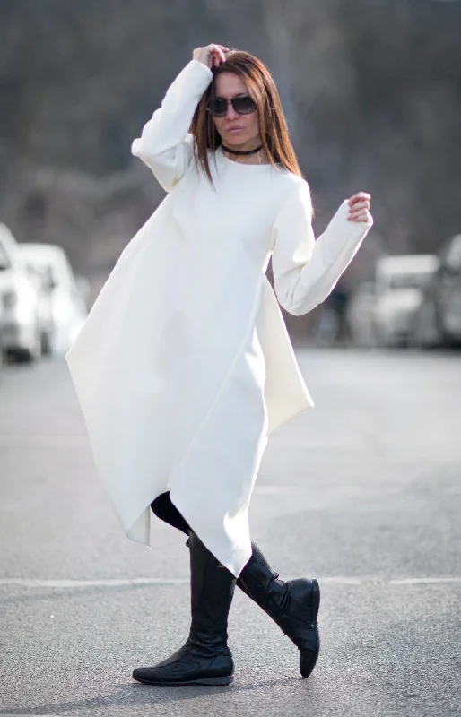 White Maxi Dress HOLLY Comfortable Maxi Dress with Belt