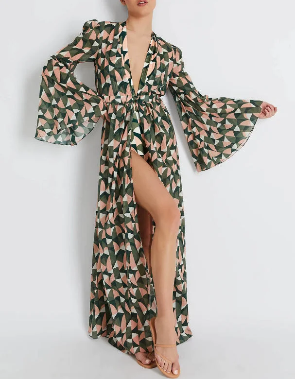Women Chiffon Summer Beach Dresses + One Piece Swimsuits Shiny One-Piece Swimsuit