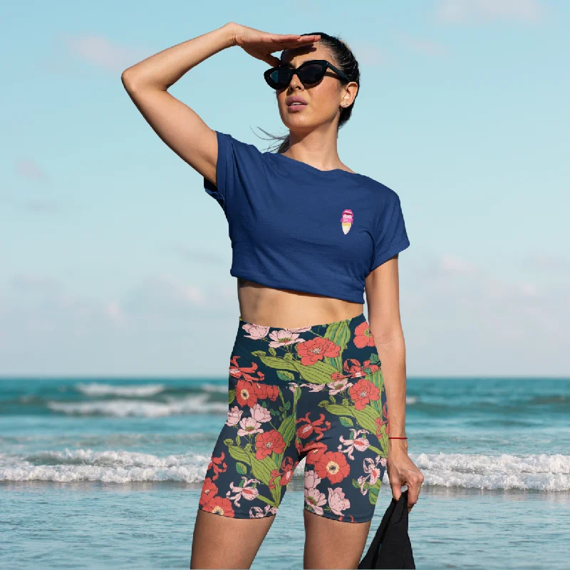 Women's 5" Swim Shorts, High Waist UV UPF 50 - Seychelles Floral Adjustable Strap Swimsuit Women's 5" Swim Shorts, High Waist UV UPF 50 - Seychelles Floral Adjustable Strap Swimsuit