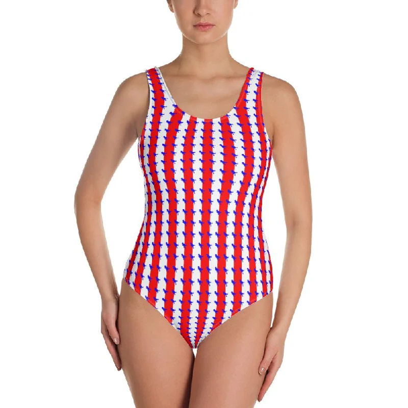 Womens Dinosaur Swimsuit - American T-Rex Modern High-Waisted Swimsuit