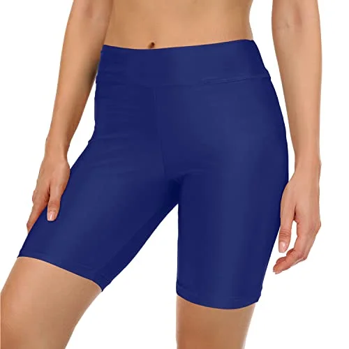 Slim Look Tummy Control Swimming Shorts Womens Swim Shorts-Blue Plunge Neckline Swimsuit Slim Look Tummy Control Swimming Shorts Womens Swim Shorts-Blue Plunge Neckline Swimsuit