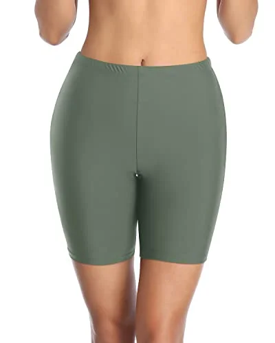 Women's High Waisted Swim Shorts Tummy Control Boy Shorts-Army Green Vibrant Bikini Bottoms Women's High Waisted Swim Shorts Tummy Control Boy Shorts-Army Green Vibrant Bikini Bottoms