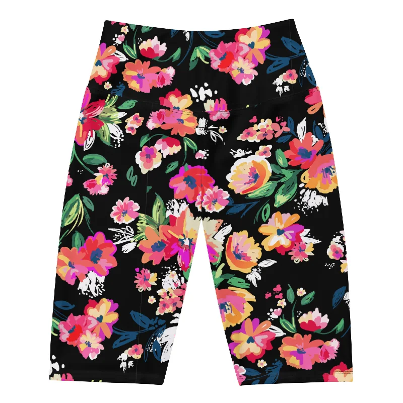 Women's Plus Size 9" Quick Dry High Waist Modest Swim Shorts, Floral Sexy Two-Piece Set