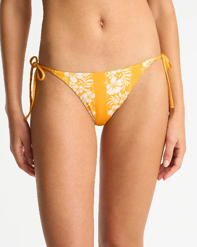 Womens - Swim Bottom - Poseidon Tie Side Swim Pant - Hibiscus Stripe Daffodil Sporty Swim Shorts Womens - Swim Bottom - Poseidon Tie Side Swim Pant - Hibiscus Stripe Daffodil Sporty Swim Shorts