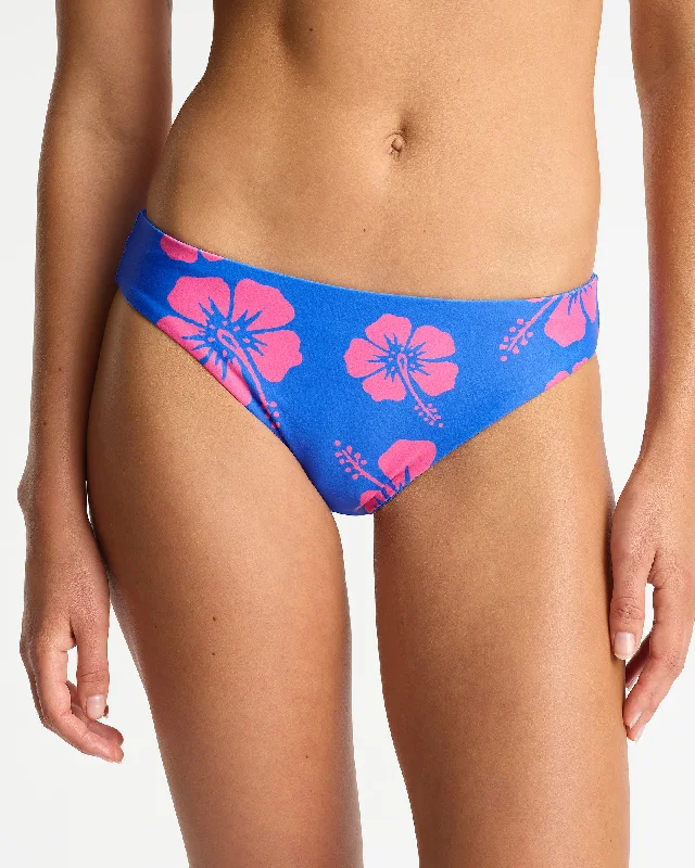 Womens - Swim Bottom - Reversible Regular Swim Pant - Hibiscus Duo - Blue Pink Timeless Black Bikini