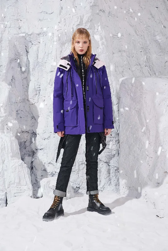 Contrast Hooded Goose Down Jacket Fitted Jacket Loose Jacket Oversized Jacket