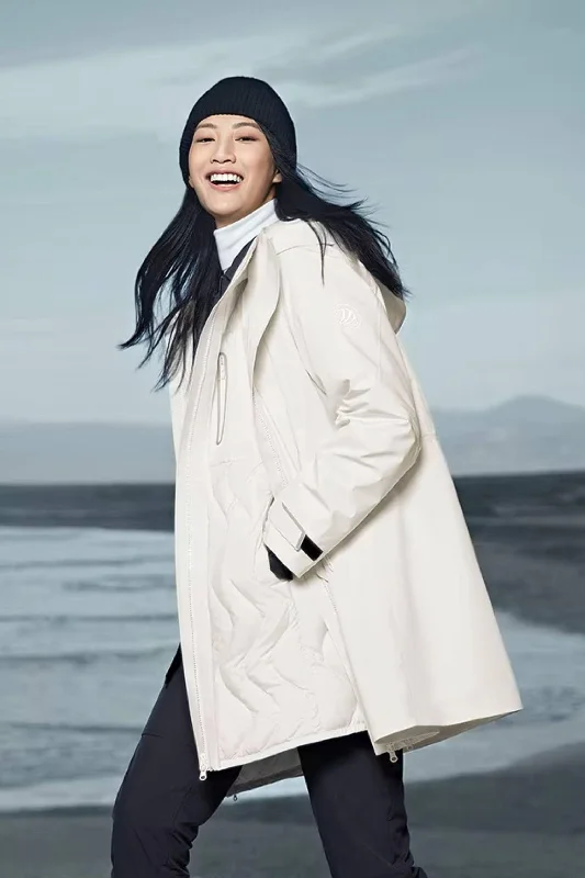 Mid-Length Goose Down Jacket Satin Fabric Silk Fabric Chiffon Fabric