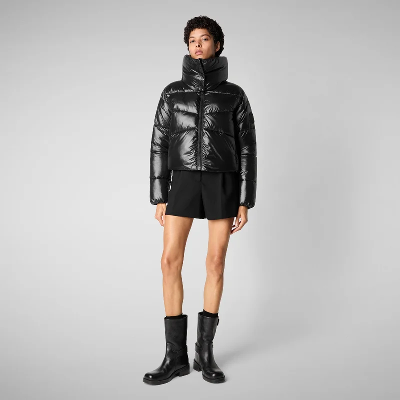 Women's animal free Puffer jacket heidi in black Hoodie Zip-Up Jacket Button-Up Jacket