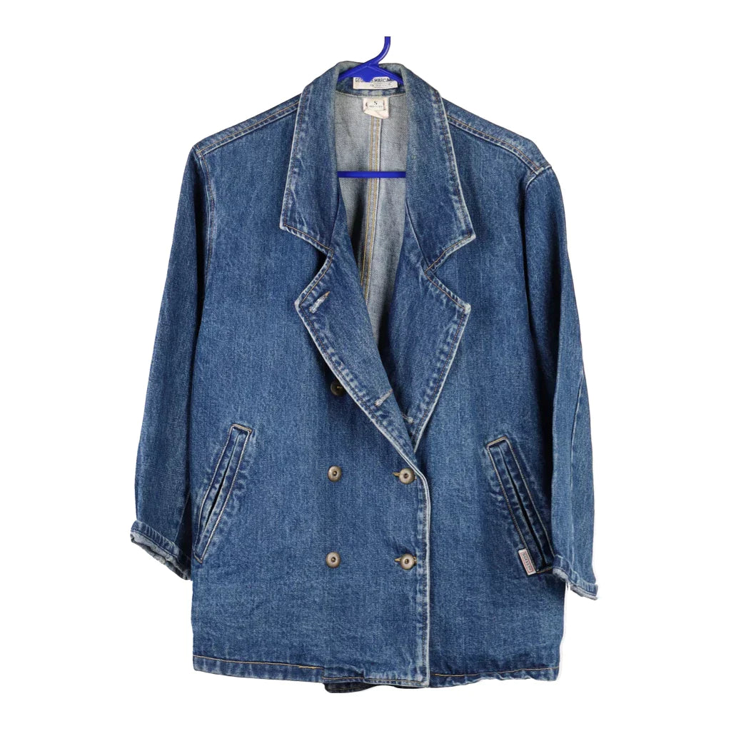 Guess Denim Jacket - Small Blue Cotton Front Pockets Side Pockets Patch Pockets