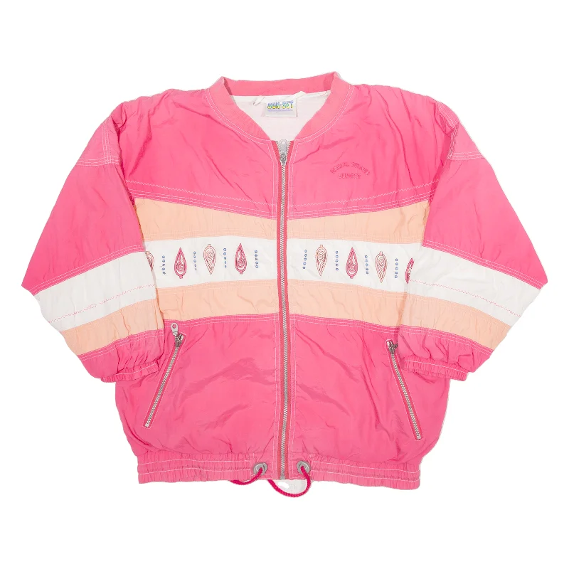 SUNSET SPORTSWEAR Womens Shell Jacket Pink 90s L Striped Jacket Polka Dot Jacket Floral Jacket