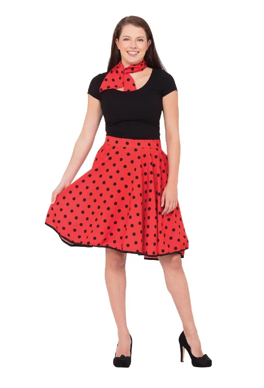 1950's Rock n Roll Skirt Red silk skirt lustrous