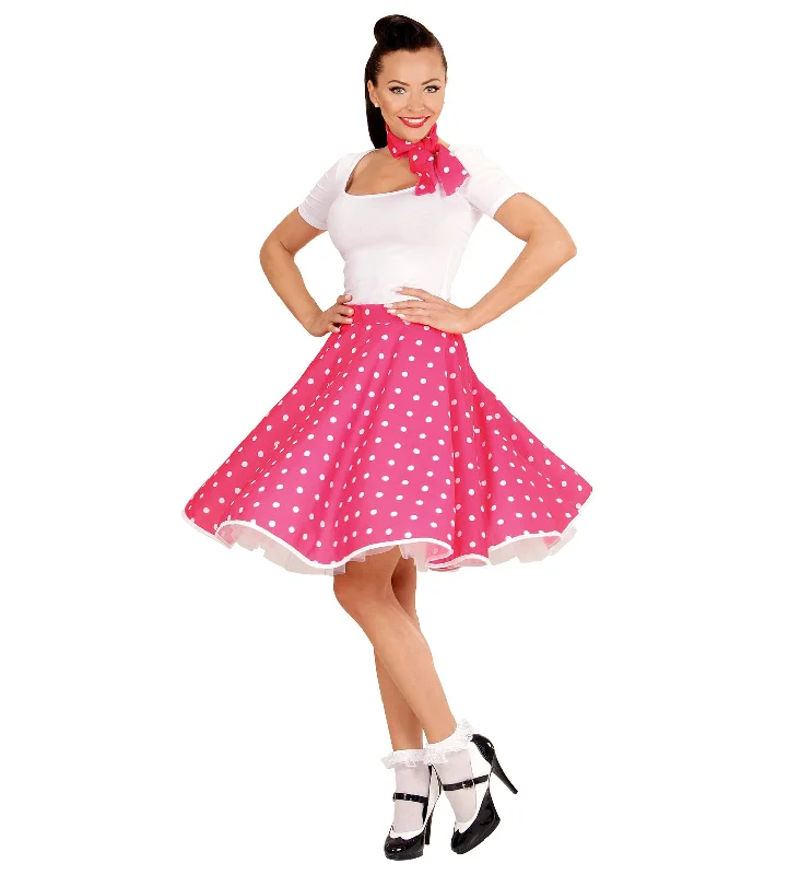 50's Rockabilly Pink Polka Dot Skirt and Neckscarf breathable skirt fabric