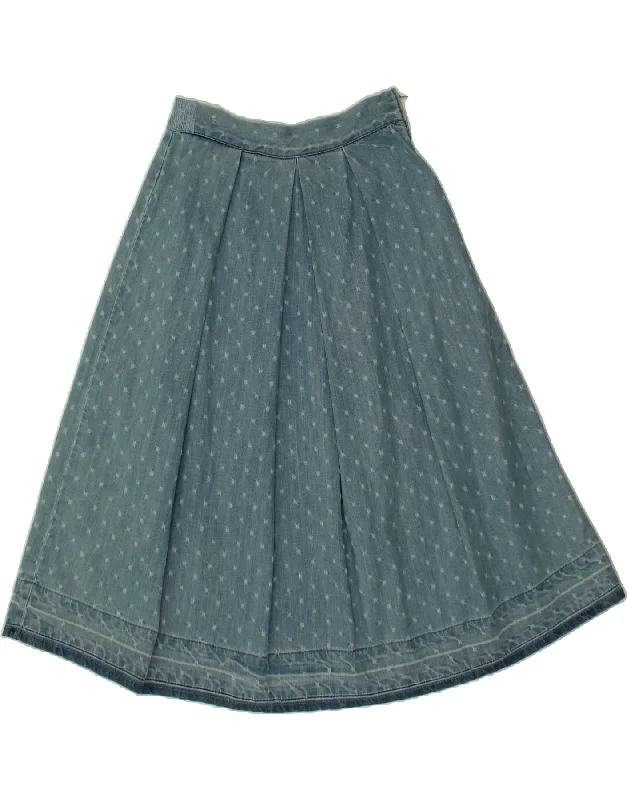 BENETTON Womens Denim Flared Skirt W28 Medium Blue Spotted velvet skirt glossy