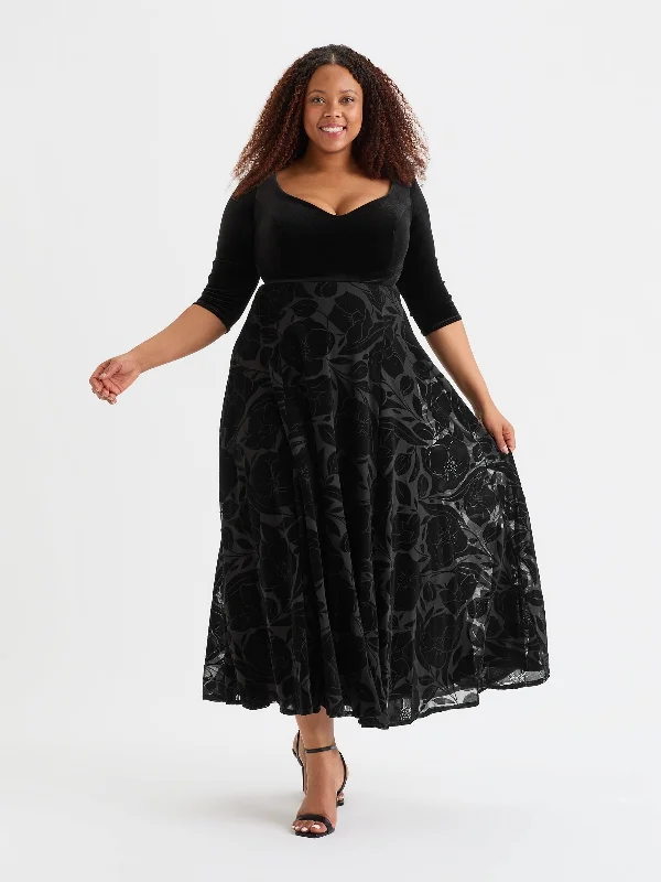 Black Velvet 2-in-1 with Flock Skirt denim skirt fashionable