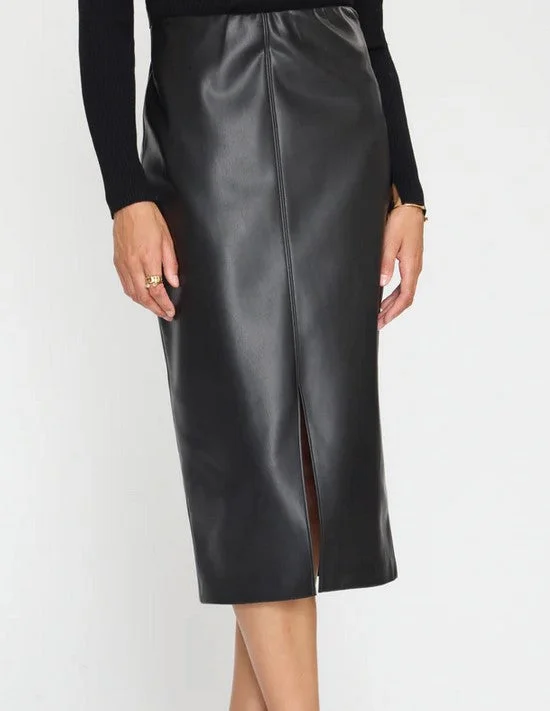 Brochu Walker Esme Vegan Leather Skirt - Black lace skirt intricate