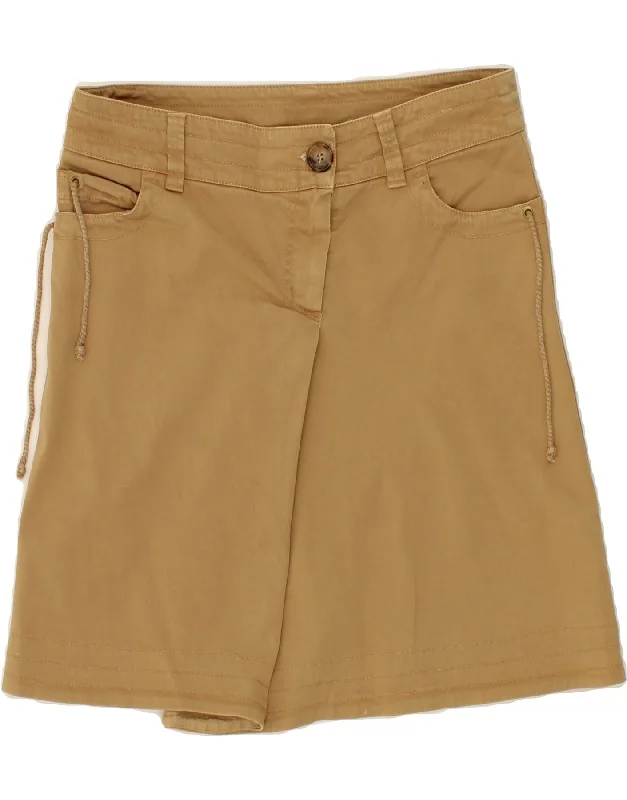 CERRUTI 1881 Womens A-Line Skirt IT 42 Medium W30  Beige Cotton leather skirt modern