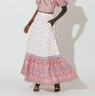 Cleobella Reece Skirt - Mahal Print linen skirt natural