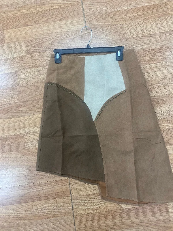 Colorblock suede skirt low waist skirt
