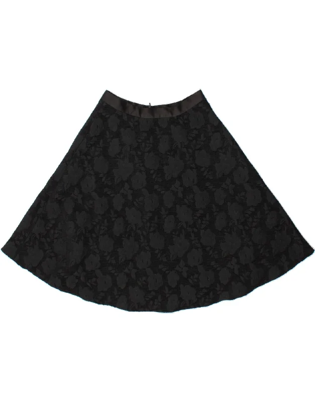 DAISY MAY Womens A-Line Skirt UK 8 Small W28  Black Floral Cotton lace skirt feminine