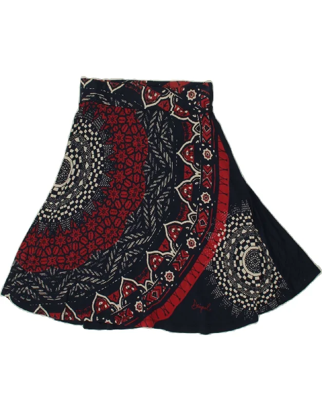 DESIGUAL Womens Abstract Pattern A-Line Skirt Small W26  Navy Blue cashmere skirt fine