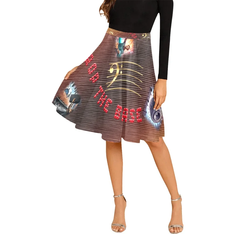 “Drop the Base” Women's Pleated Midi Skirt cashmere skirt fine