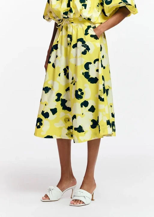 Essential Antwerp Skirt - Lemon Combo button skirt front