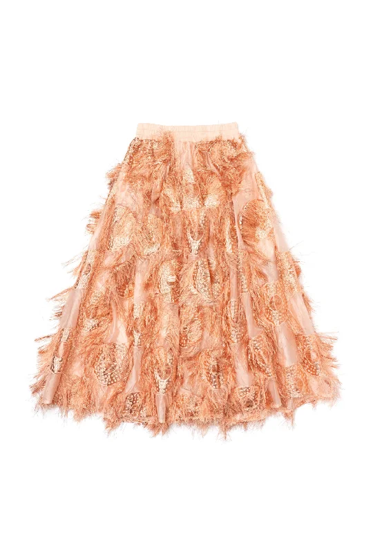 Eyelash Elastic Waist Skirt - Rose Gold spandex blend skirt