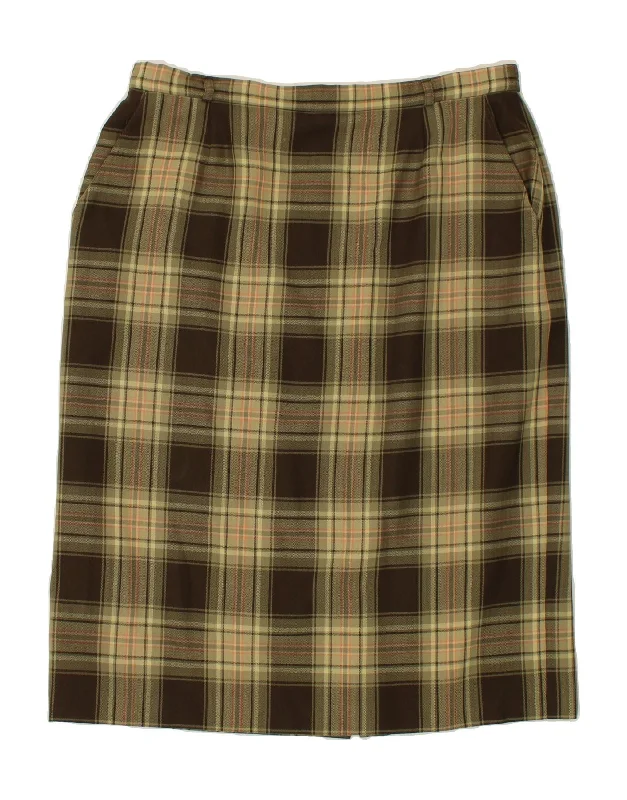 FRANKENWALDER Womens Pencil Skirt IT 46 Large W36 Brown Plaid Polyester velvet skirt luxury