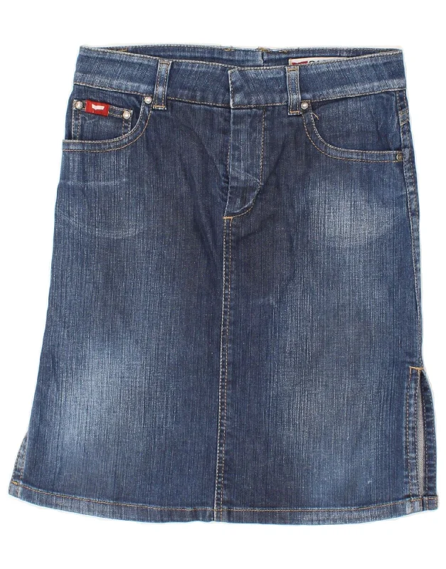GAS Womens Denim Skirt Small W26 Blue silk skirt sleek