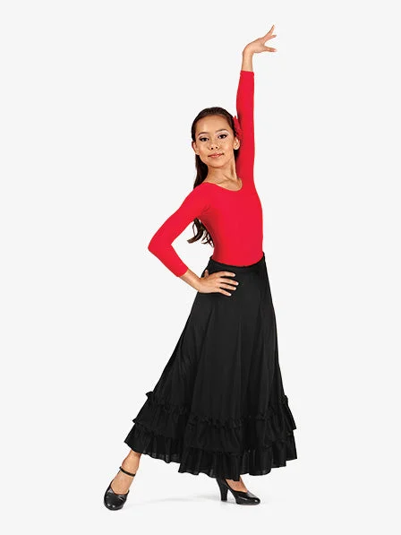 Girls Flamenco Ballroom Skirt ruffled skirt detail
